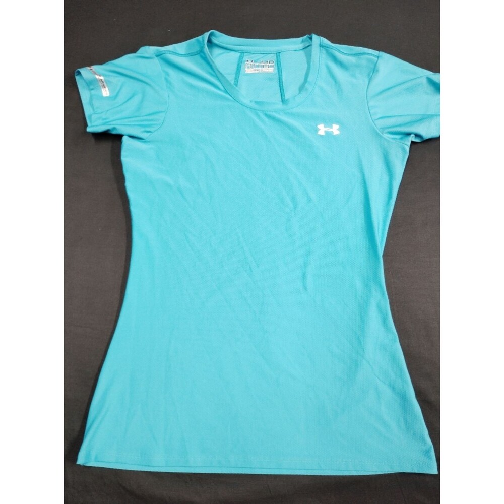 Under Armour HeatGear Aqua Blue Short-Sleeve Fitted Performance Tee